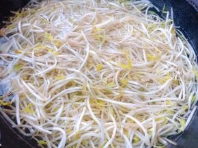 新鲜的豆芽洗净放入开水中焯水使豆芽断生即可