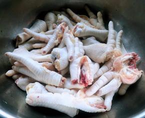 一只鸡爪剁成三块洗净备用