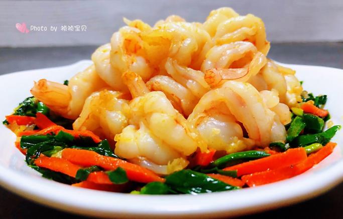 韭菜胡萝卜炒虾仁