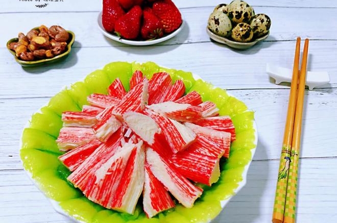 蒜蓉油菜炒蟹足棒