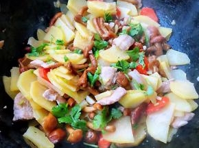 放入盐和味精调味均匀最后撒上香菜提鲜即可出锅享用