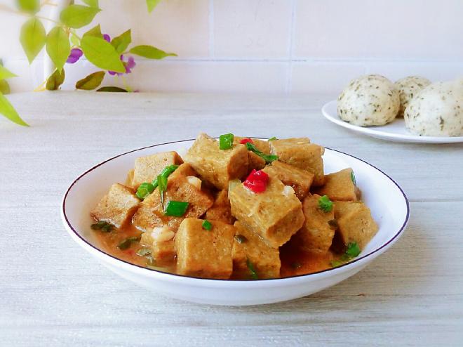 葱烧冻豆腐