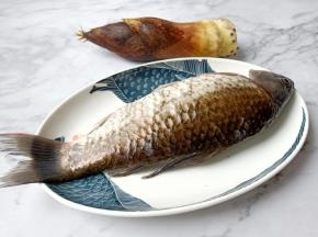 鲜笋自家山上挖来的，趁着新鲜焖鲫鱼吃。