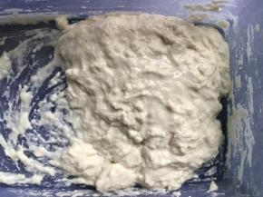 种面全部材料放入盆中，放入冰箱发酵12-14小时，发酵至2倍大，拨开看有蜂窝状组织