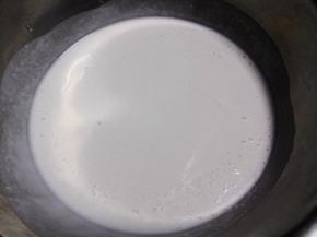 将浸泡好的米和水一起倒入破壁机磨碎