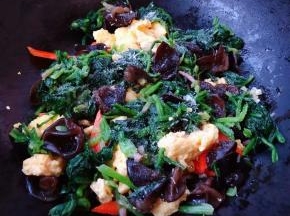 放入菠菜同时放入盐和味精