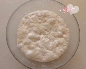 盖保鲜膜室温发酵30分钟，然后放入冰箱冷藏发酵15-17小时。发好的种面团体积膨胀3倍左右，表面有密集的气泡。