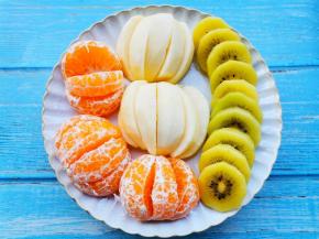 苹果、猕猴桃、橙子切片，