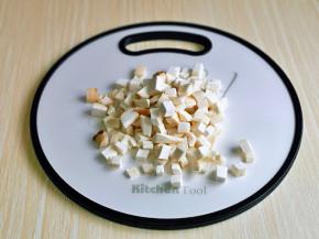 再切丁，也可以根据个人喜欢开切，丁，片随意。