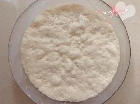 盖上保鲜膜，放入冰箱冷藏一夜。发酵好的面团内部是蜂窝眼。