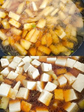 加入适量的温水，煮开后加入豆腐！