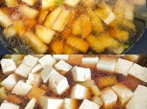 加入适量的温水，煮开后加入豆腐！