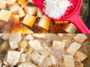 炖煮20分钟后，加盐鸡精十三香