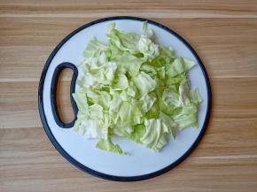 圆白菜清洗干净，用手撕成大小合适的片。