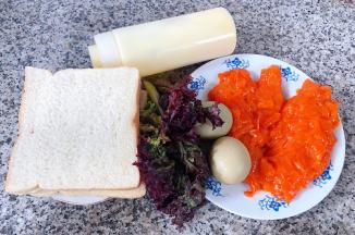 准备原材料吐司、生菜、、鸡蛋、鸡排、沙拉酱