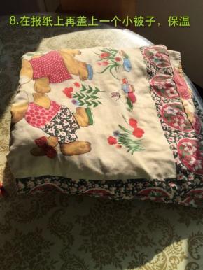 在报纸上再盖一个小被子，保温
