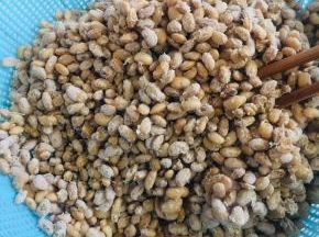 黄豆上有白膜，像莲藕一样牵丝就说明发酵好了！不要发酵的太久，不然的话口感会苦！