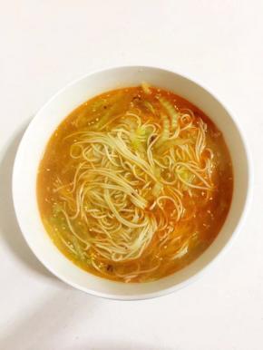 浇入适量的面汤！


