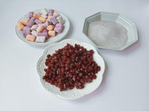 芋圆买的是半成品，红豆买的是成品打开就可以吃，仙草粉50克。