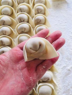 一个漂亮的饺子就包好啦！