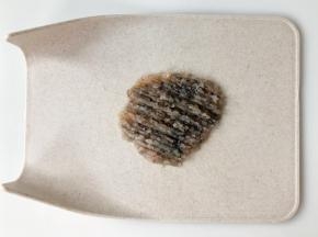 把虾仁用菜刀剁成虾茸。