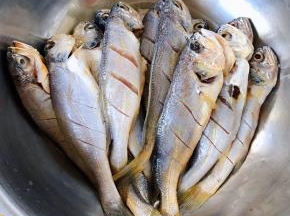 入味的黄花鱼清水冲洗一下沥干水份