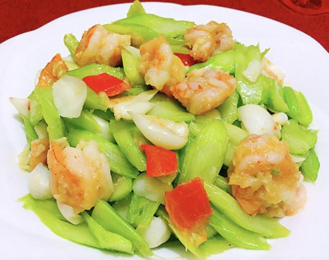西芹百合炒虾仁