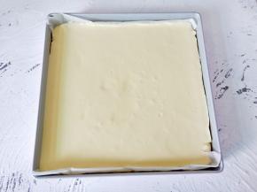 烤盘垫一张油纸，倒入面糊左右晃动，可以让面糊铺的平整，再震一下气泡。