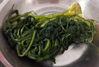 浸泡好的雪里蕻清洗干净攥干水份