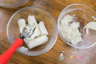 80g山药用叉子碾压成泥+水20g