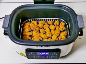 时间到后空气炸鸡米花就出锅啦！