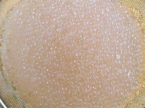 西米焖完后晶莹剔透的立即放入冷水中过凉冲洗干净沥干水份