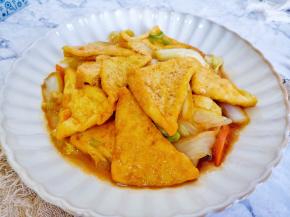 豆腐经过煎至后吃起来口感特别香。