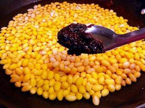 黄豆放入锅中添加适量清水放入豆瓣酱