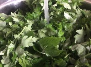 摘回的艾叶清洗干净，沥水备用