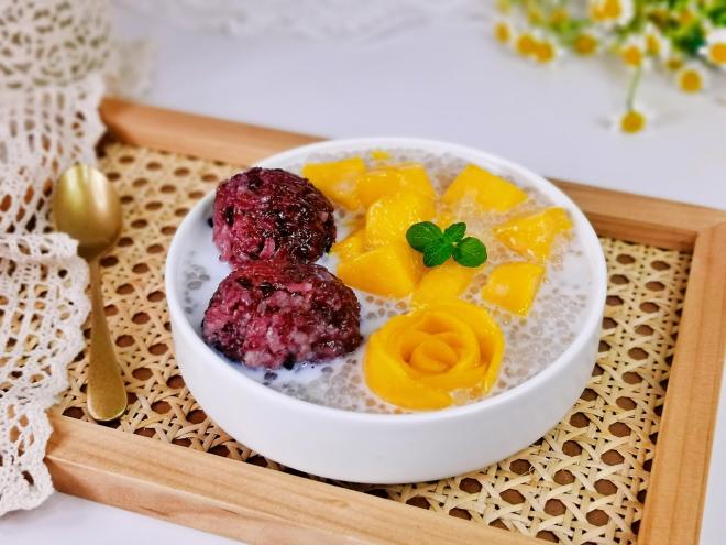 紫米芒果西米捞