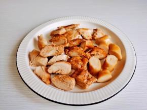 鸡肉切小块。