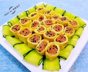 肉馅鸡蛋卷是宴客的拿手好菜既营养又漂亮