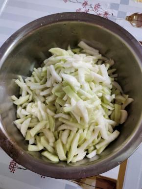 捞出，挤干水分放入盆中备用！