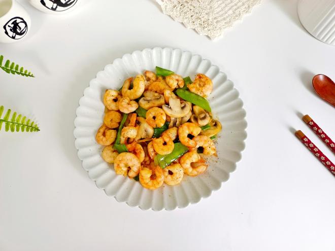 黑胡椒荷兰豆炒虾仁