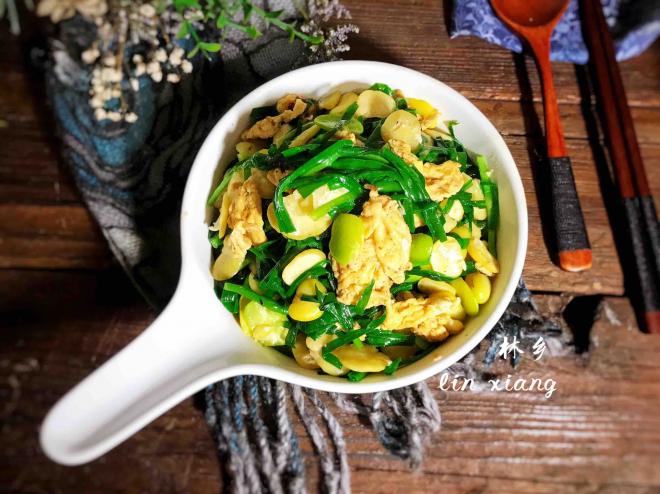 韭菜蚕豆炒鸡蛋