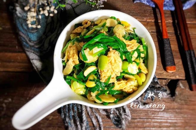 韭菜蚕豆炒鸡蛋