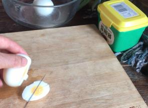 在横面切下小片蛋白