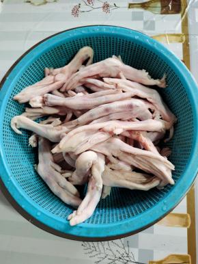 鸭掌解冻清洗干净备用！