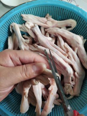 用剪刀剪掉鸭掌的指甲！