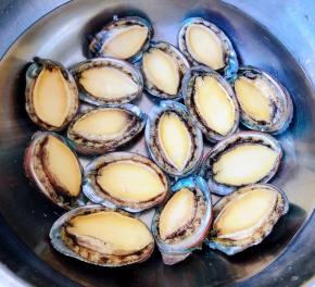 煮好的鲍鱼取出后立即放入冷水中过凉冲洗一下