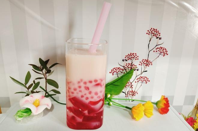 火龙果奶茶冻