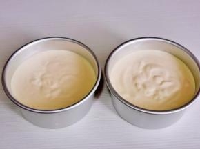 倒入模具中，震出气泡。（1个八寸方子，我做了两个六寸）