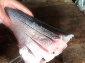 将鱼划清洗干净，直切成条，尾部不切断
