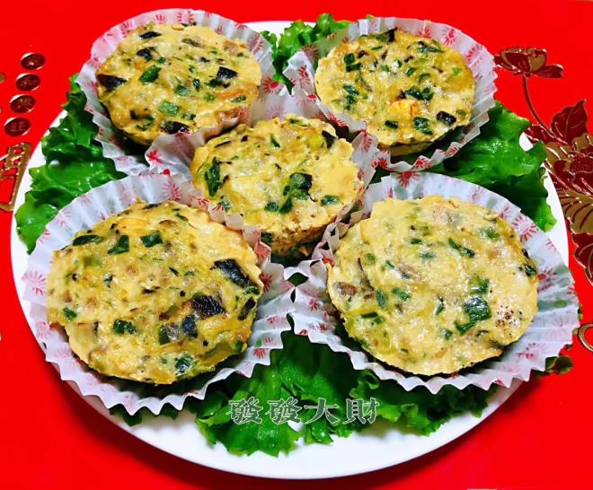 香菇蒸猪肉韭菜虾仁饼